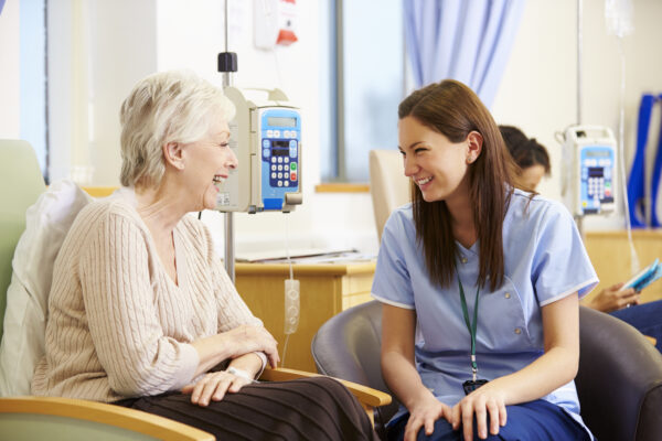 Nurse talking to patient